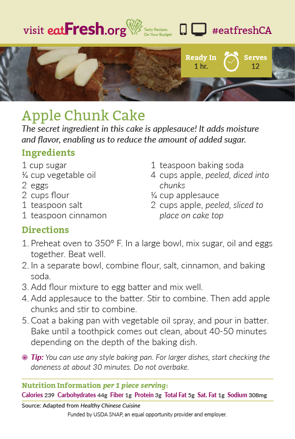 Apple Chunk Cake Recipe Card