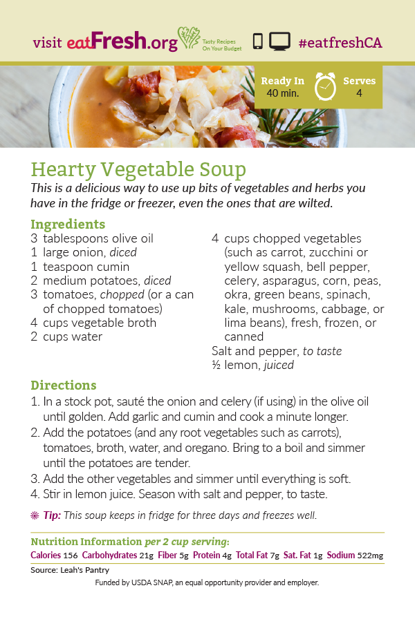 Hearty Vegetable Soup Recipe Card