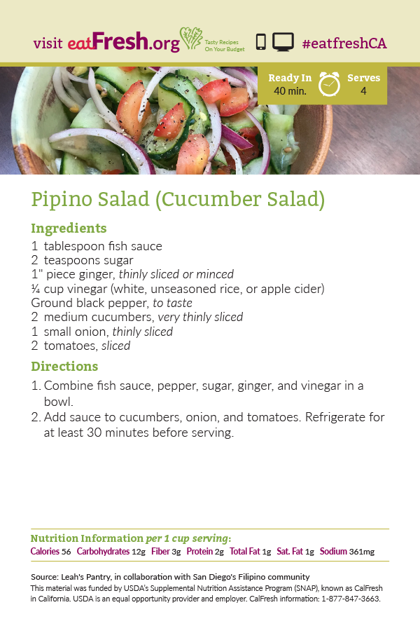 Pipino Salad (Cucumber Salad) Recipe Card – Leah's Pantry