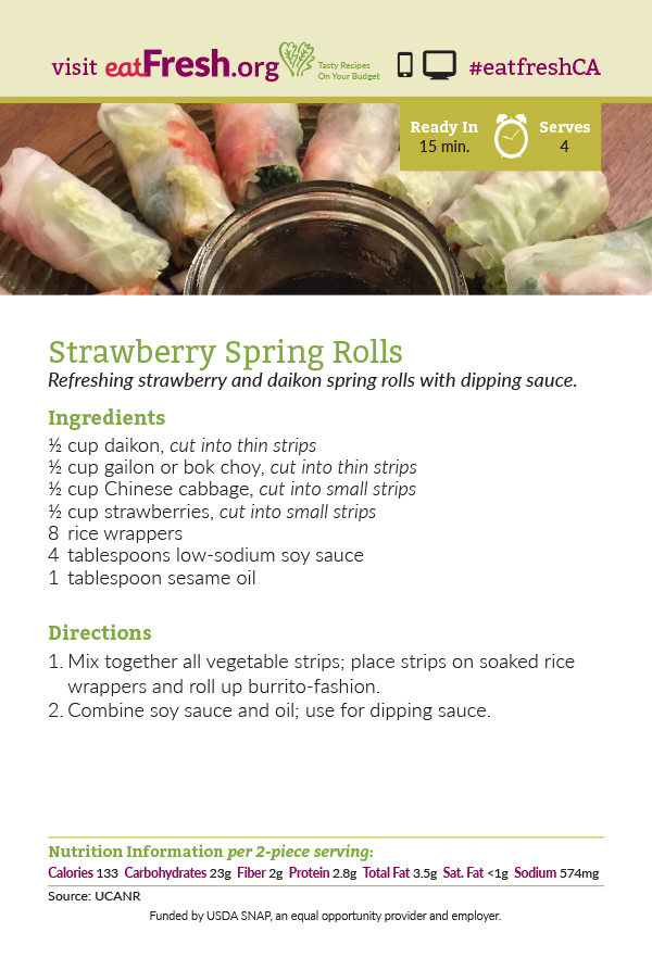 Strawberry Spring Rolls Recipe Card